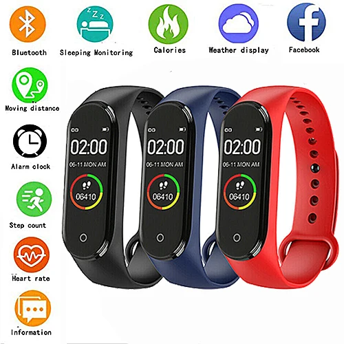 

Hot Pedometer Smart M4 Watch Waterproof Bluetooth Heart Rate Monitor Men And Women Sports Tracker For Android IOS Bracelet