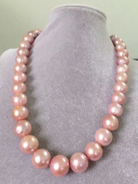 

FREE SHIPPING HOT sell new Style >>>>natural 12mm south seas pink pearl necklace 17inch
