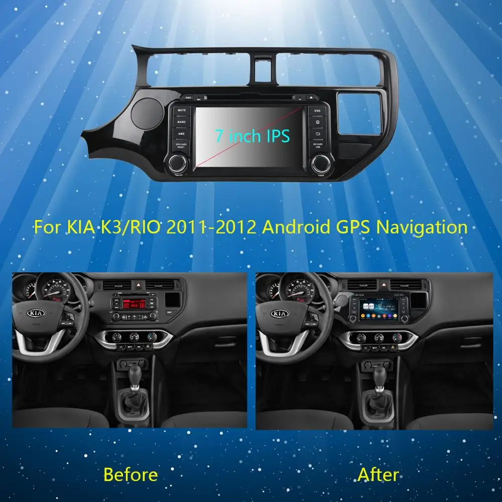 Top 7" IPS 8 Core 4G RAM+64G ROM Android 9.0 Car DVD Radio GPS Navi For KIA RIO K3 2011 2012 2013 2014 DSP CarPlay Parrot BT Stereo 2