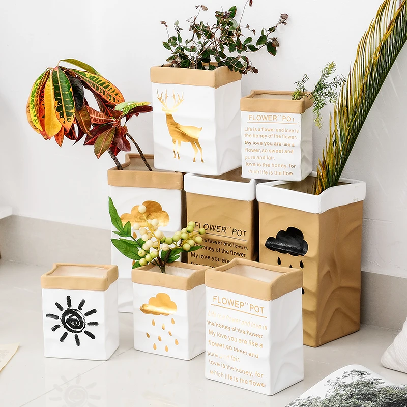 Plants pots groot planter Kraft paper container pot for home planting pots garden colorful vase suitable for home or office Plants pots groot planter Kraft paper container pot for home planting pots garden colorful vase suitable for home or office