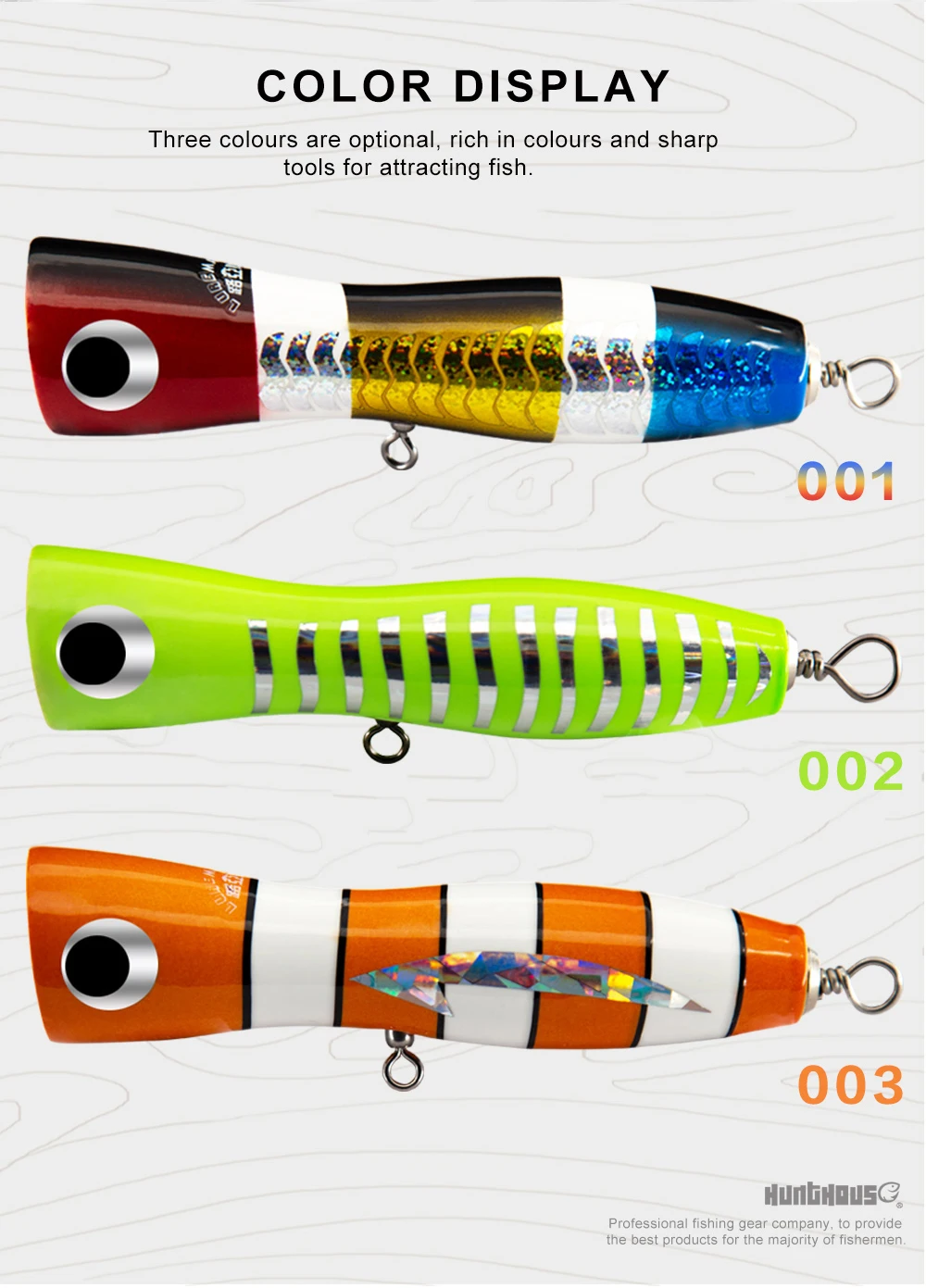 HuntHouse Wooden lure fishing popper Topwater Handmade Fishing Trolling Baits Spitter GT Surface Popping Lures durable swimbait