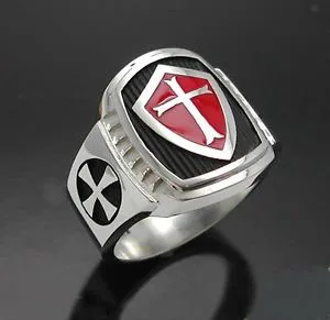 David Kabel Stainless Steel Titanium Men Red Shield Knight