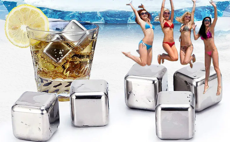 304 нержавеющая сталь кубики льда с коробкой кубики льда металлические камень для охлаждения виски красное вино охлаждения лед для охлаждения кубики охладитель для вина