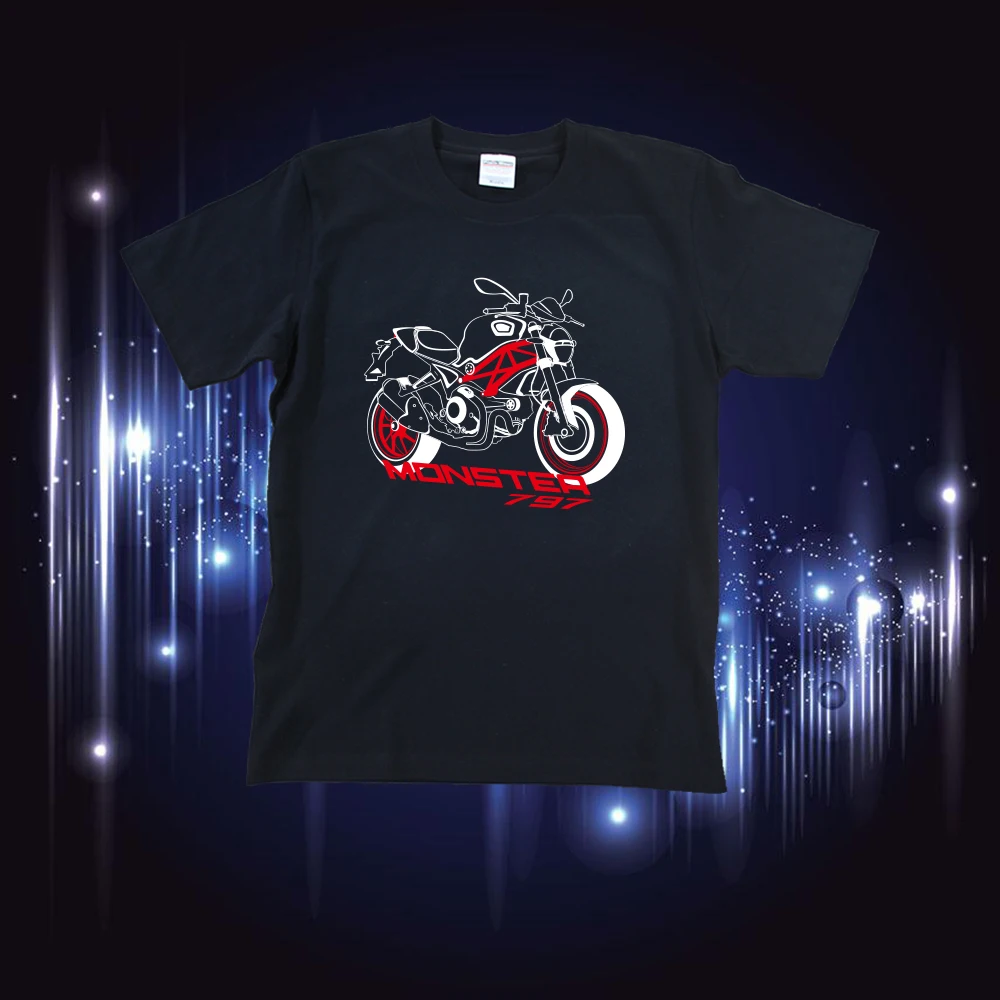 KODASKIN мотоциклетный стиль хлопок для DUCATI Monster 797 Повседневная футболка с коротким рукавом и круглым вырезом