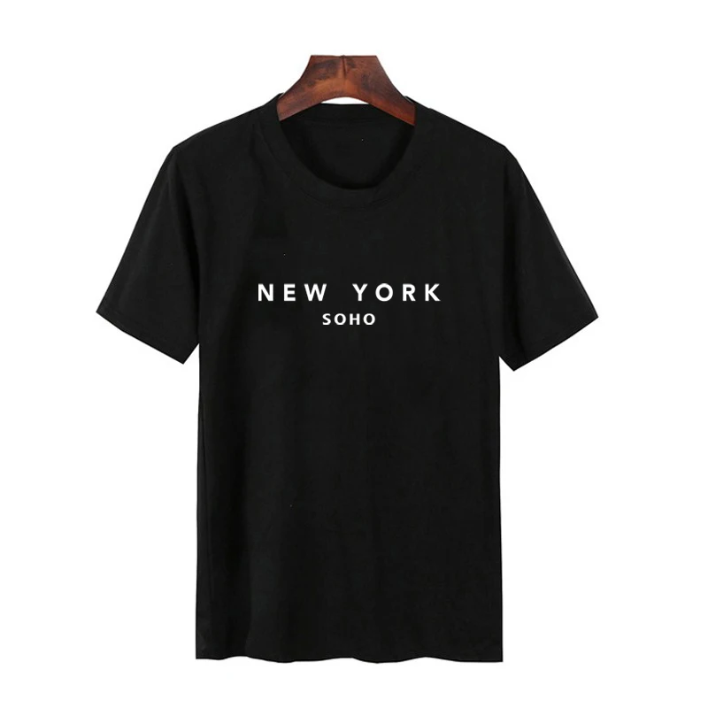 Женская футболка с буквенным принтом LUSLOS NEW YORK SOHO летняя повседневная коротким