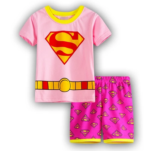 Летние детские пижамы с рисунком для маленьких мальчиков и девочек, шорты с дизайном «Принцесса», Пижамный костюм с рукавами, одежда для сна, домашняя одежда, пижамные комплекты