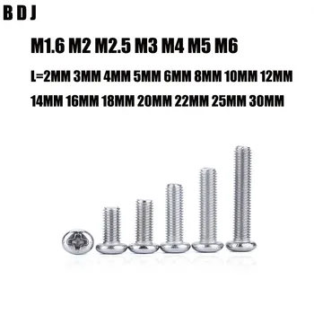 

GB818 M1.6 M2 M2.5 M3 M4 M5 M6 ISO7045 DIN7985 304 Stainless Steel Cross Recessed Pan Head PM Screws Phillips Screws SUS304
