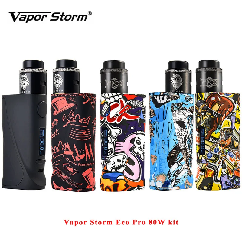 

Original Vapor Storm ECO Pro 80w kit Vape Starter Kit with 2ml/6ml 510 Thread Lion RDA ECO Pro Box Mod e cigarette kit
