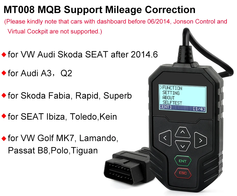 OBDPROG MT008 инструмент для коррекции пробега регулировка одометра для Audi Skoda сброс пробега после MQB коррекция одометра DHL Fr