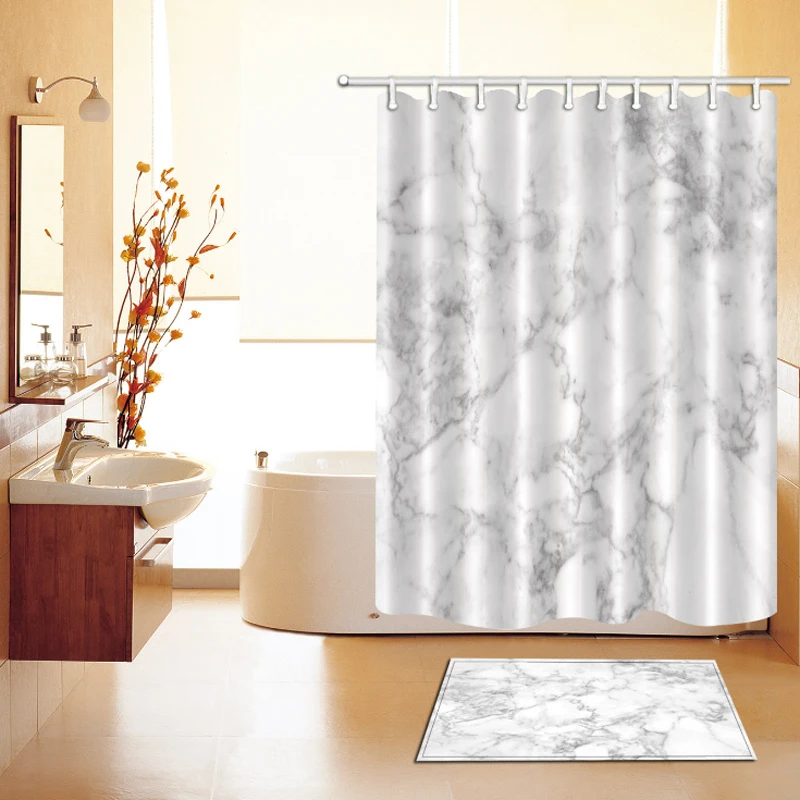 Водонепроницаемый занавеска для душа с 12 крючками мраморная текстура печатная ванная комната полиэстер занавеска s высокое качество занавеска для ванной/каре