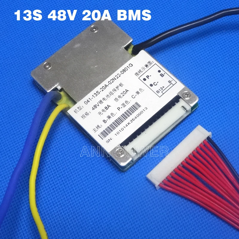 Baratos Batería de iones de litio BMS 13S 48V 20A, 30A, 40A y 50A BMS para 48V 500 W 2000 W batería de iones de litio con función de equilibrio