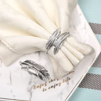 

6pcs Fashion hotel restaurant simple leaf napkin buckle towel buckle modern model feather napkin