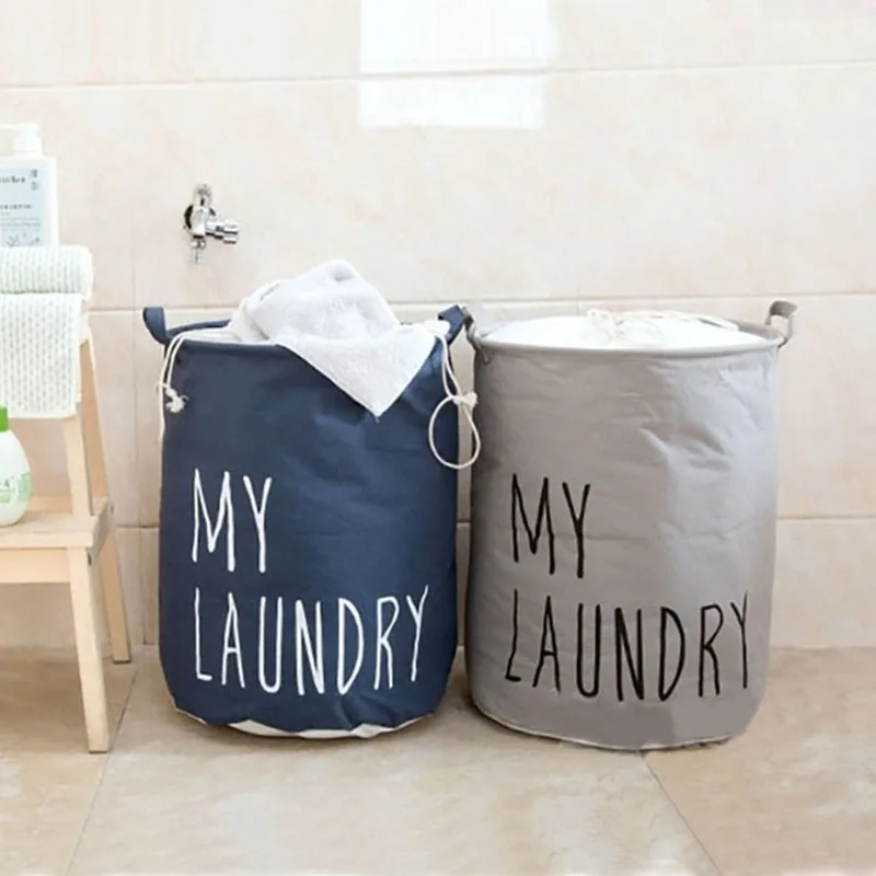 

Cotton And Linen Storage Bucket Child Toy Storage Laundry Bag Dirty Clothes Hamper Organizer Home Collapsible Laundry Basket