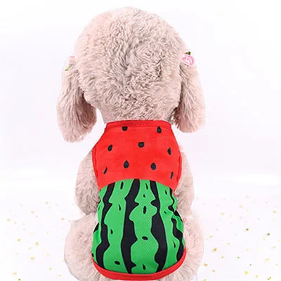 Одежда для собак мультяшная шлейка для щенка с принтом краба арбуза, дышащая полиэфирная сетка, футболка для маленькой собаки, жилет на лето и весну - Цвет: Красный