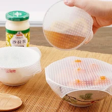 4 шт силиконовые Еда Саран Обёрточная бумага 3 размера Чаша Обложки многоразовые нетоксичных Еда стрейч пленкой свежий Еда хранитель Кухня поставки стрейч пленка пищевая пленка пленка стрейч многоразовая пищевая пленка