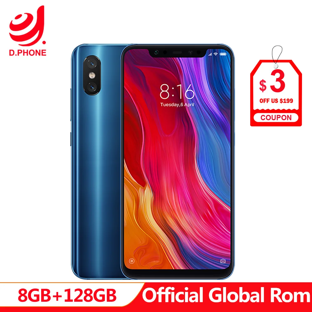 Официальный Global rom Xiaomi mi 8 Гб ram 128 ГБ 6 21 &quotFHD + AMOLED Snapdragon 845 4G TD LTE мобильный телефон