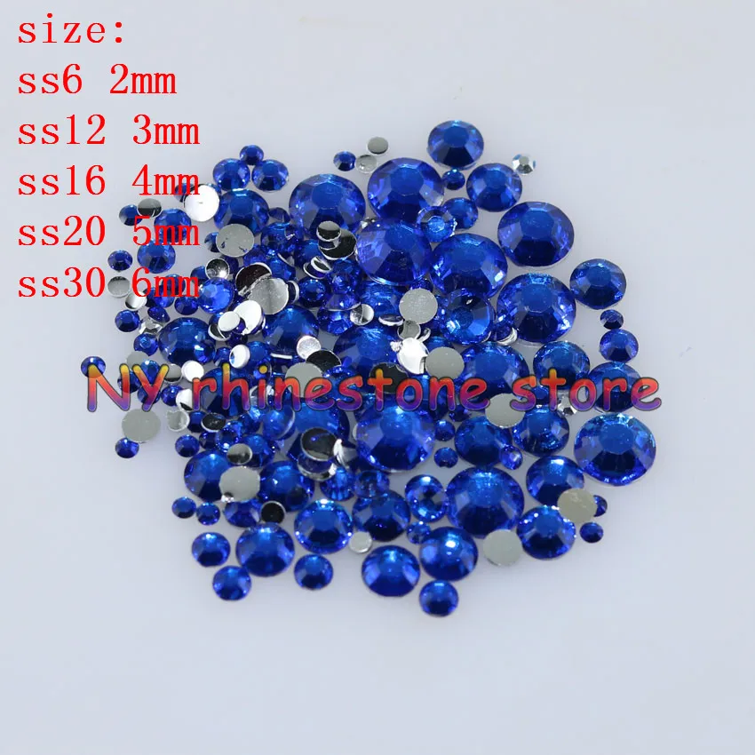 

100-1000pcs/bag,SS6/12/16/20/30,3D Nail Art ,Sapphire blue resin flat back crystal rhinestone "not hotfix" nails for phone case,