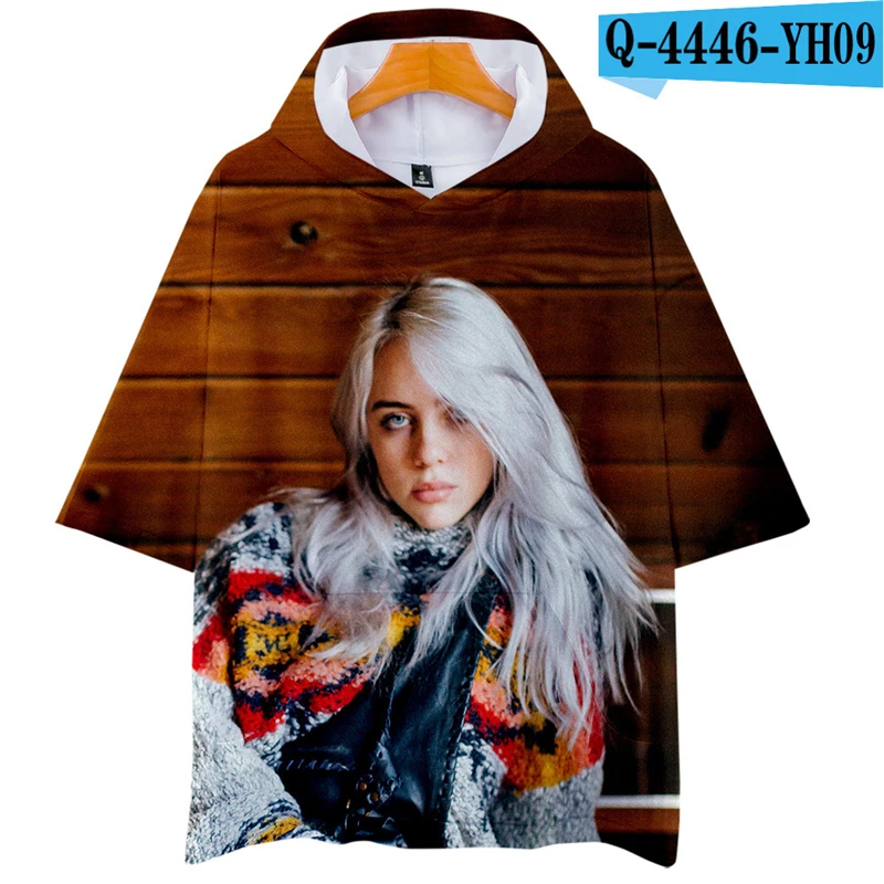Billie Eilish T-Shirt Hooded Billie Eilish T Shirts Popular Singer 3D Clothing Printed Men T-Shirt Boys Clothings 3D Clothes