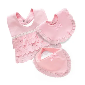 Lawadka Baby Bibs For Girls 100% Cotton Newborn Princess Lace Bow Baby Bibs Cute Girls Boys Burp Cloth Infant Saliva Towels 0-2Y 1