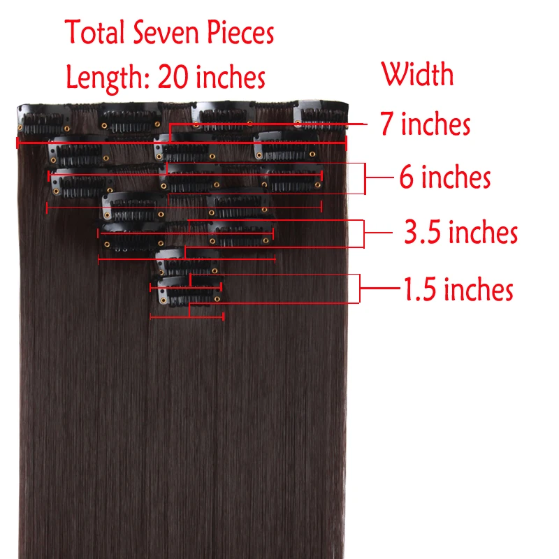 MapofBeauty 7 шт. 20 дюймов длинные прямые Серебристые черные коричневые розовые синтетические волосы для наращивания женские волосы на заколках
