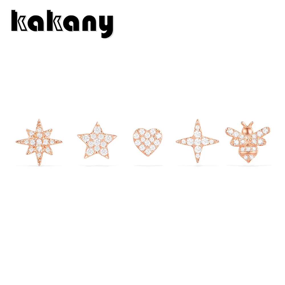 

KAKANY Original 1:1 High Quality 925 Sterling Silver Simple Star Love Bee Stud Earrings Combination Female Fashion Jewelry