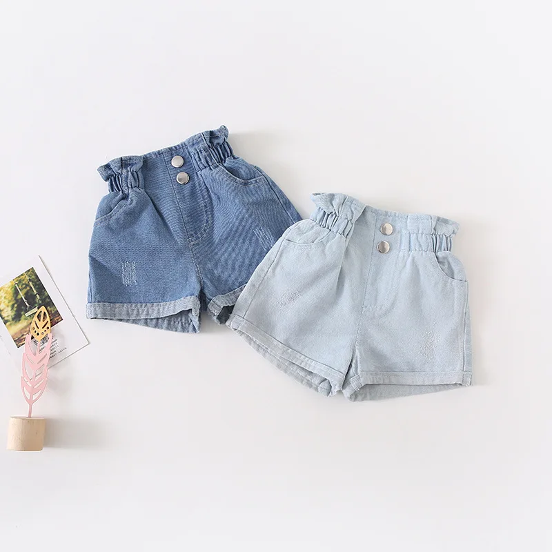 Curtas para o Bebê Verão Nova Chegada Estilo Coreano Algodão Cor Pura Cintura Alta All-match Moda Quente Calças Doce Bonito Meninas 2020