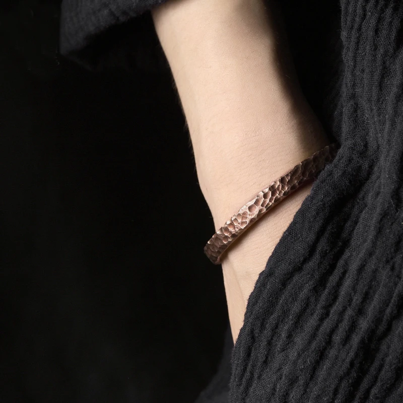 Metal Bracelet Hammered Solid Copper Metal Bracelet Rustic Vingtage Punk Unisex Cuff Bangle Viking Handmade Jewelry Gift for Men Women