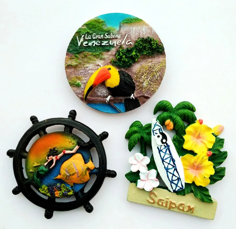 

Handmade Painted Venezuelan Toucan 3D Fridge Magnets World Tourist Souvenirs Home Decor Refrigerator Magnetic Stickers