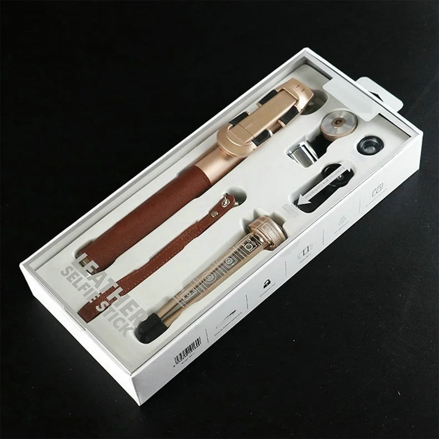 Портативная селфи палка из кожи с Bluetooth + затвор мини штатив объектив 245 950 мм