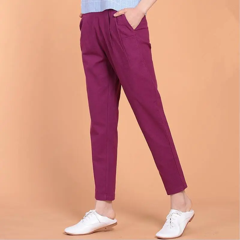 Autumn 2017 Spring Summer Women cotton Linen Pants Casual