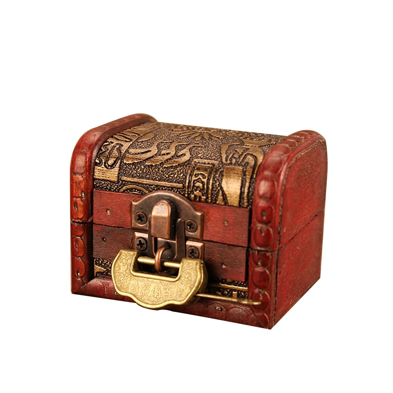 

Vintage Wooden Home Storage Box Jewelry Box with Lock Coin Organizer Storage Boxes Carved Container Box