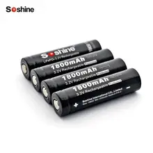 4 шт. Soshine 3,2 В перезаряжаемый аккумулятор 18650 LifePO4 1800 мАч защищенный положительный ниппель для светодиодного фонаря фара головного света, велосипедная фара