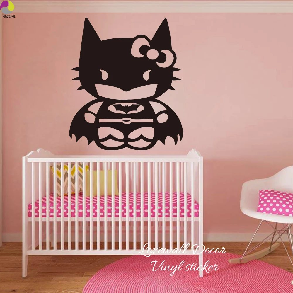Kartun Hello Kitty Batman Wall Sticker Nursery Anak Kamar Bayi