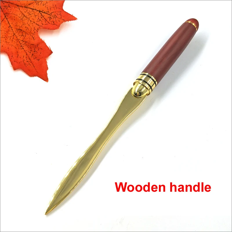 Wood Handle Letter Opener Stainless Steel Letter Opening Cut Paper Split File Envelopes for School Student Stationery