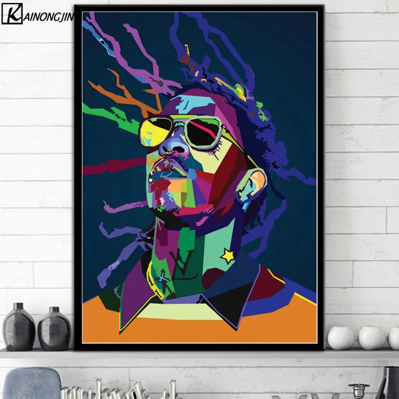 С изображением Трэвиса Скотта Young Thug Post Malone Мак Миллер плакат Wall Art Холст плакаты с живописью и печать, Картина Настенная номер домашнего декора