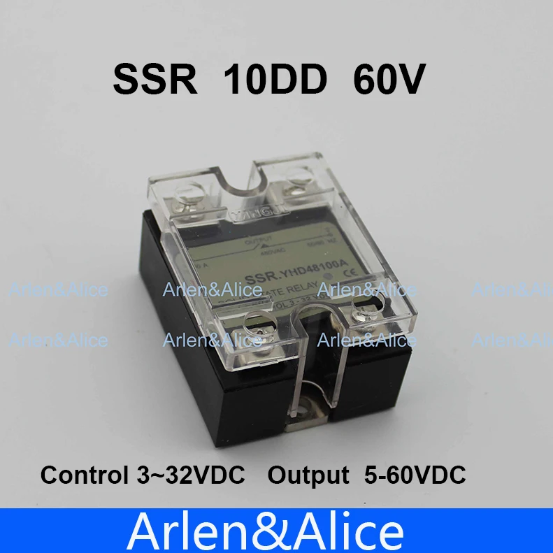 

10DD SSR Control voltage 3~32VDC output 5~60VDC DC single phase DC solid state relay