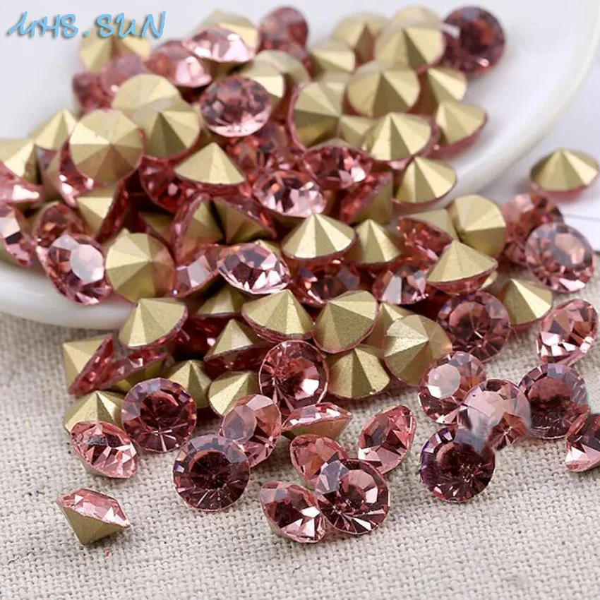 

MHS.SUN 1440PCS Vairous Colors Crystal Point Back Rhinestones Glass Stone SS8 2.3MM Loose Pointed Back Crystals Clothing Decor