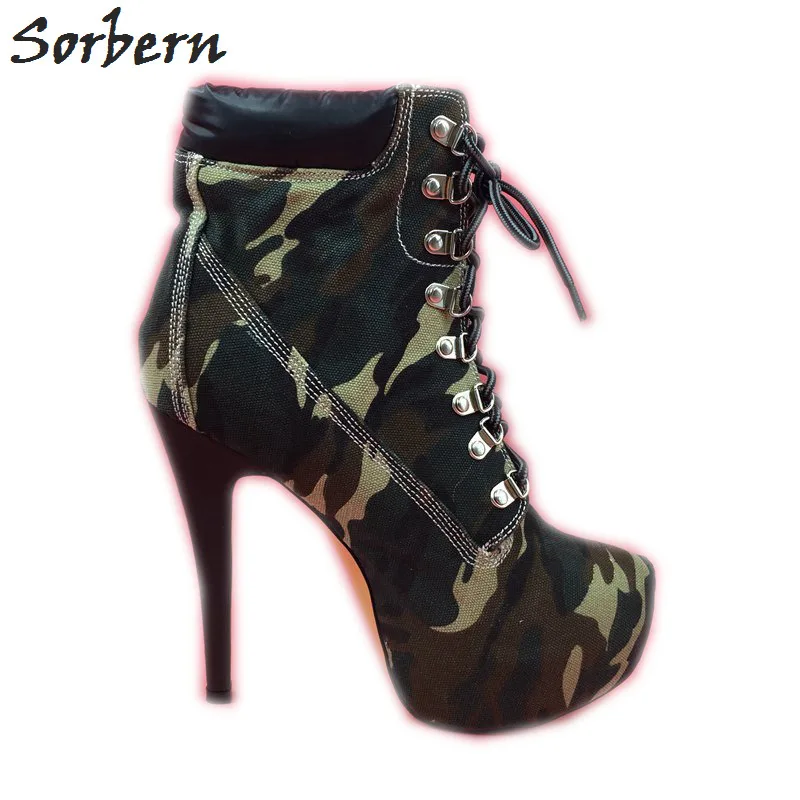 Sorbern Women Winter Boots Canvas Camouflage Ladies Shoes Boots High ...