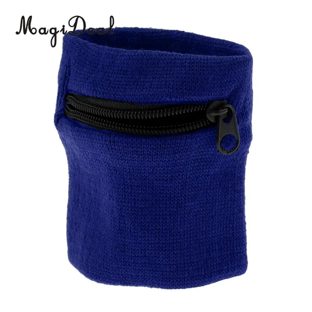 2Pcs/Lot Sports Soft Wristband Zipper Wallet Gym Fitness Wrist Support Straps Wraps Running Sweatband Arm Band Bag with Pocket