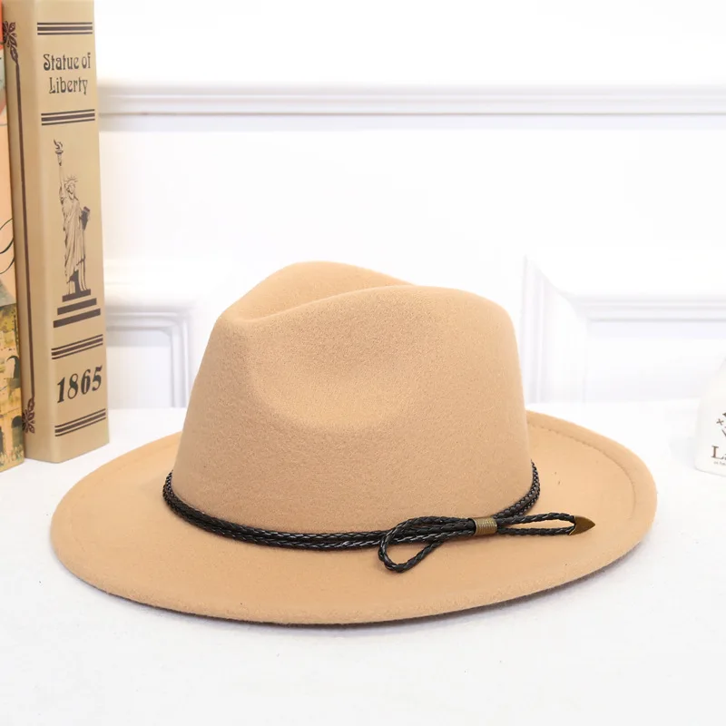 Новая модная мужская шляпа fedoras, женская модная джазовая шляпа на лето и весну, черная Шерстяная Смесь, Уличная Повседневная шапка - Цвет: 3