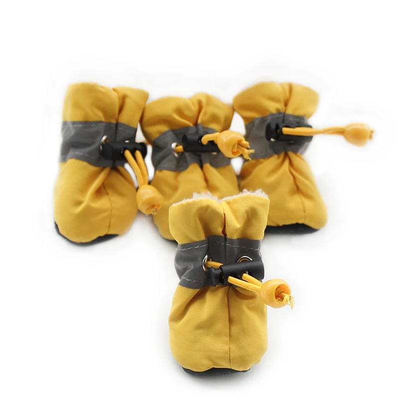 Armi store/зимняя домашняя теплая обувь для собак; Водонепроницаемая нескользящая обувь для домашних животных; носки для кошек и собак; 6151017; носки для щенков; 7 размеров - Цвет: Цвет: желтый