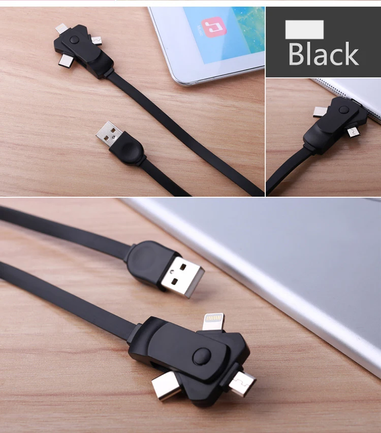 TPE 3 in 1 Micro USB Charger Cable Type C Lighting Charge Cables For iPhone X 7 8 Plus For Xiaomi Samsung Charging Cord 1M (11)