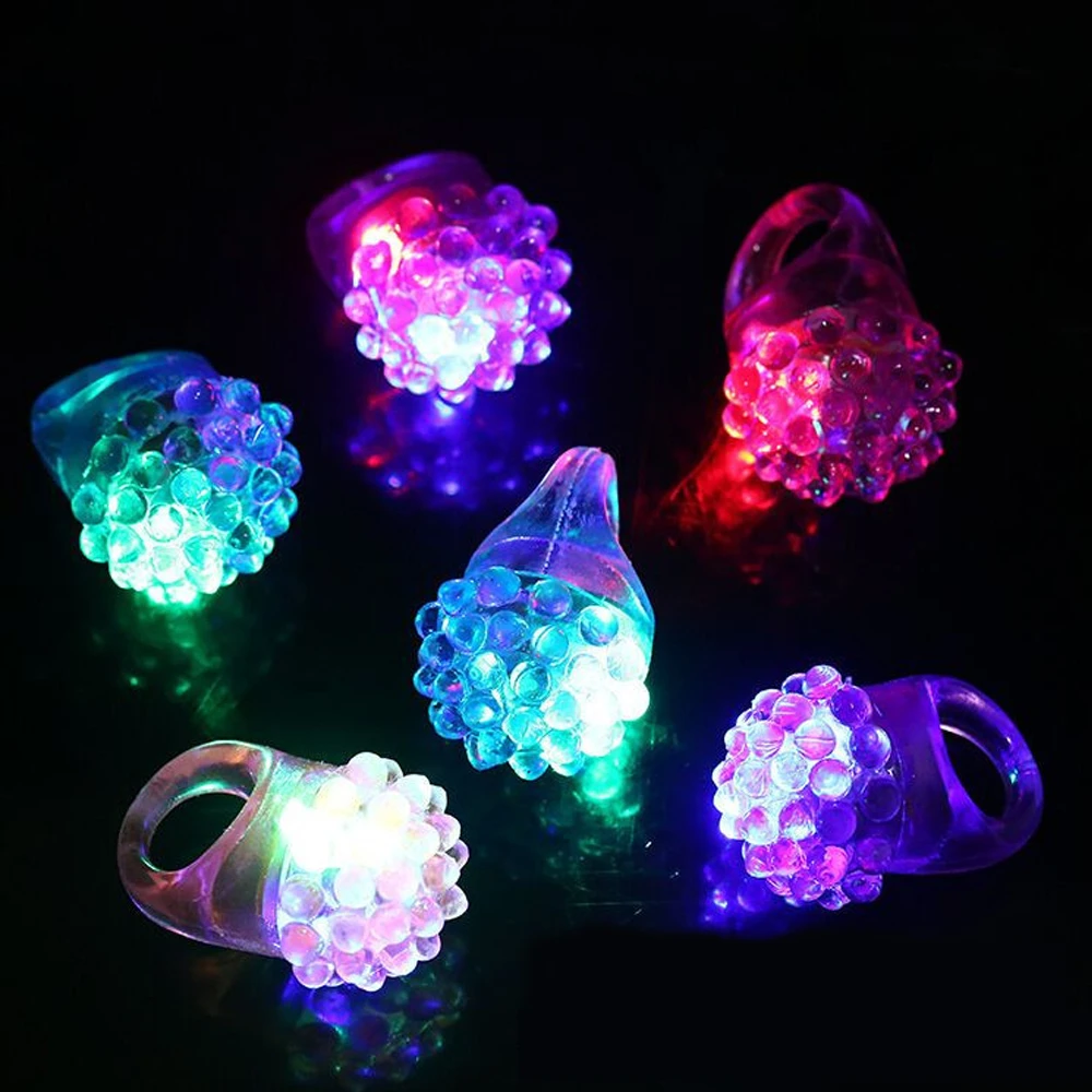 Anillo de luz LED forma de fresa para los dedos, anillo de 50 piezas con luz intermitente, para fiestas, Halloween, vacaciones y con luces| - AliExpress