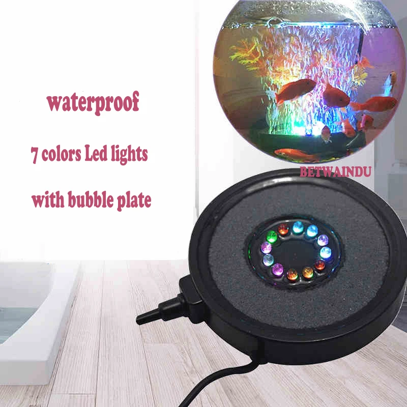 Waterproof 7 Colors LED Light Multi Color Fish Tank Lamp Submersible Mini Aquarium Lights Bubble Aeration | Дом и сад