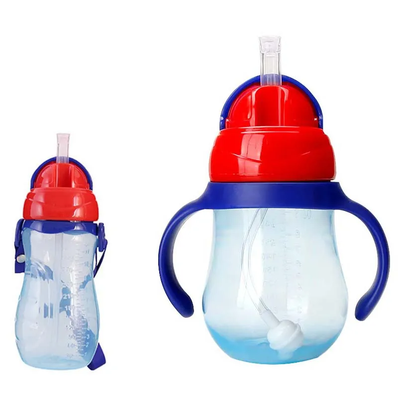 

260/330ml Baby Kids Cute Cup Children Learn Training Feeding Drink Water Straw Handle Bottle School Drinking Food Milk Bottles