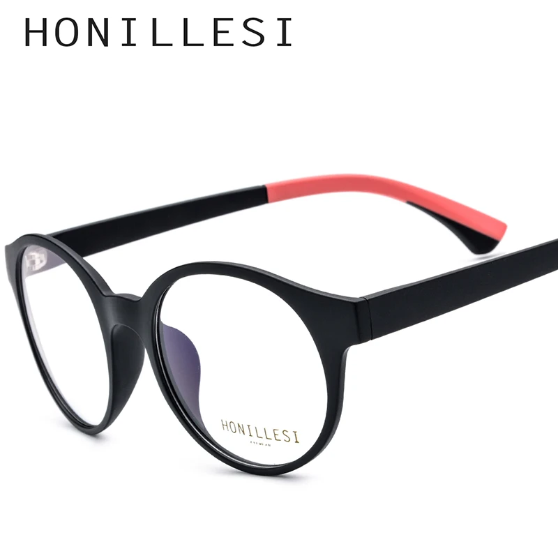 HONILLESI TR90 очки, оправа для мужчин, фирменный дизайн, женские винтажные круглые очки по рецепту, полная близорукость, оптические оправы, очки - Цвет оправы: Black Pink
