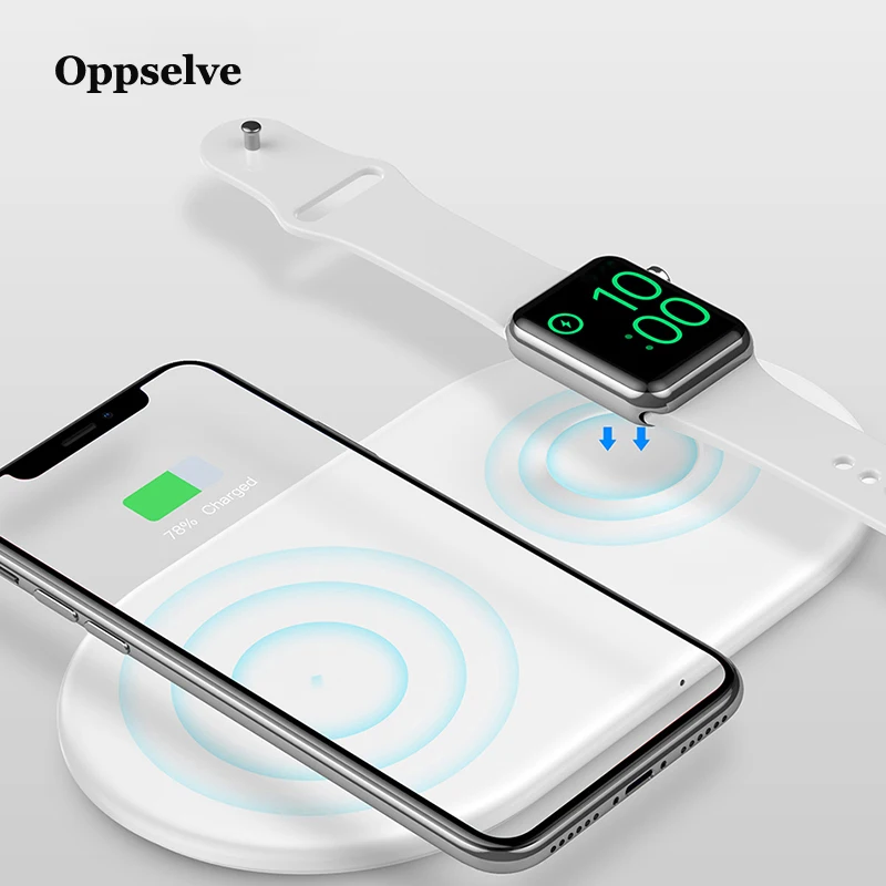 

Oppselve 2 in 1 Qi Wireless Charger For iPhone Xr X XS 8 Max Apple Watch 3 2 1 Samsung S8 S9 Plus Note 9 8 Wireless Charging Pad