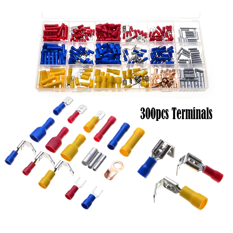 Connector Fork Electrical Crimp Terminals Red Blue Yellow 