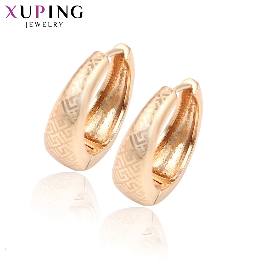Xuping Jewelry dorados con forma de aro para mujer, aretes, diseño patrón, de aro| - AliExpress