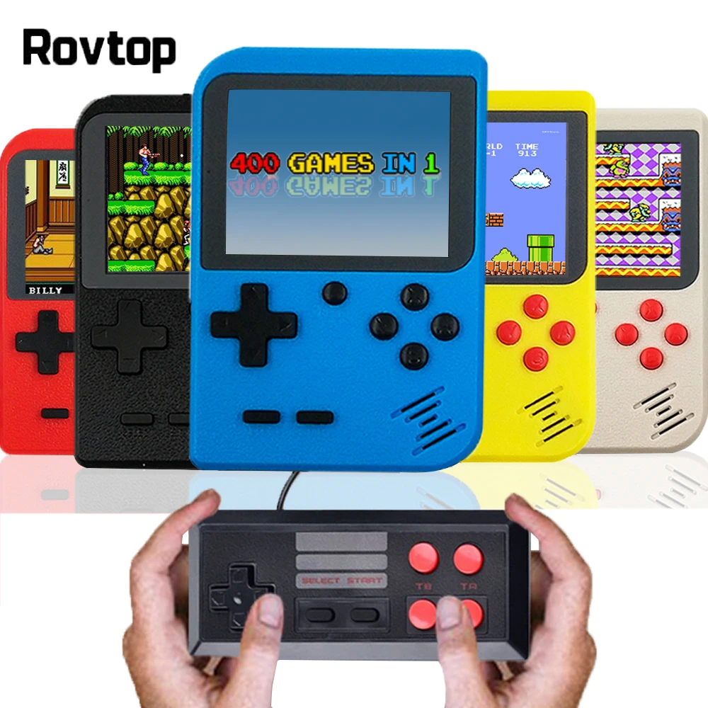 

Rovtop Handheld Game Players Retro Game Console Portable Mini Kid Game Player Built-In 400 Games Support 2 Player 8-Bit 3.0 Inch